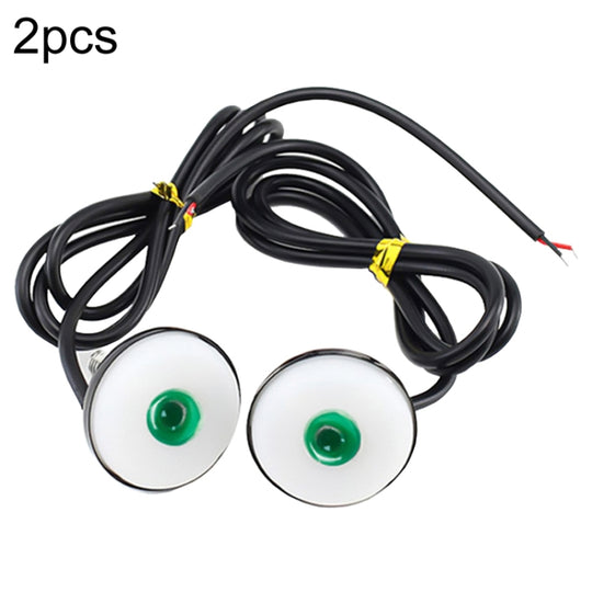 2pcs 23mm Motorcycle Eagle Eye Light Reverse Rearview Mirror Spotlight(Green)