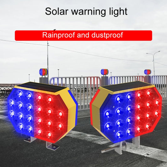 C1A Solar Powered Double Sided LED Barricade Light Traffic Signal Red And Blue Strobe Road Warning Lights by buy2fix