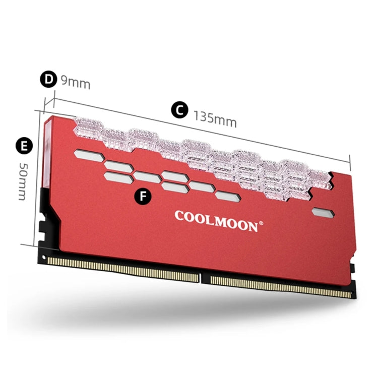 COOLMOON RA-2 Heatsink Cooler ARGB Colorful Flashing Memory Bank Cooling Radiator For PC Desktop Computer Accessories(Red) - Fan Cooling by COOLMOON | Online Shopping UK | buy2fix