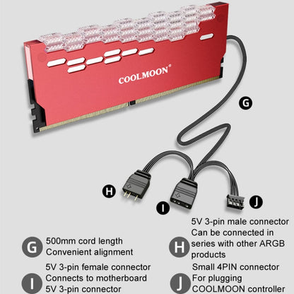 COOLMOON RA-2 Heatsink Cooler ARGB Colorful Flashing Memory Bank Cooling Radiator For PC Desktop Computer Accessories(Red) - Fan Cooling by COOLMOON | Online Shopping UK | buy2fix