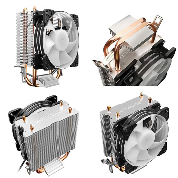 COOLMOON Frost Double Copper Tube CPU Fan Desktop PC Illuminated Silent AMD Air-Cooled Cooler, Style: P22 Streamline Edition Double Fan - Fan Cooling by COOLMOON | Online Shopping UK | buy2fix