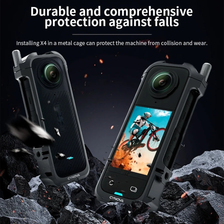 For Insta360 X4 CYNOVA Metal Rabbit Cage + Lens Cover Set Protective Accessories(Black) - Case & Bags by CYNOVA | Online Shopping UK | buy2fix