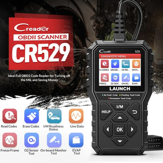 Launch Creader CR529 OBD2 Car Engine Fault Tester Code Scanner(Black) by Launch