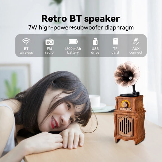 AS31 Retro Bluetooth 5.3 Speaker Radio Classic Gramophone Design Room Vintage Decor by buy2fix