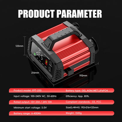 FOXSUR 25A 12V/24V Portable High-Power Car Ship Motorcycle Charger(AU Plug) - Battery Charger by FOXSUR | Online Shopping UK | buy2fix