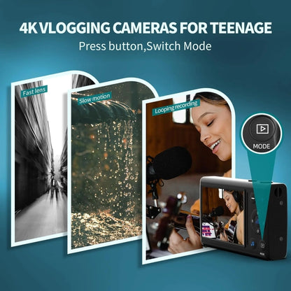 2.8-Inch Display Digital Camera 64MP 4K HD Camcorder With 18x Digital Zoom(White) by buy2fix