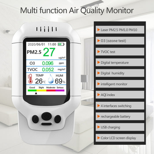 8-In-1 Air Quality Detector PM2.5 / PM1.0 / PM10 / HCHO / TVOC / O3 / Temperature / Humidity Monitor by buy2fix