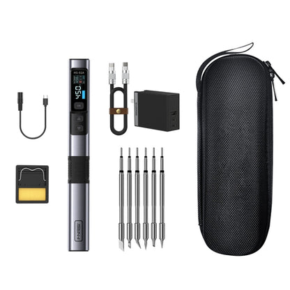 FNIRSI Portable Constant Temperature Soldering Iron Set, Model: HS-02A Upgrade 6 Head+C2C Line+90W US Plug - Soldering Iron Set by FNIRSI | Online Shopping UK | buy2fix