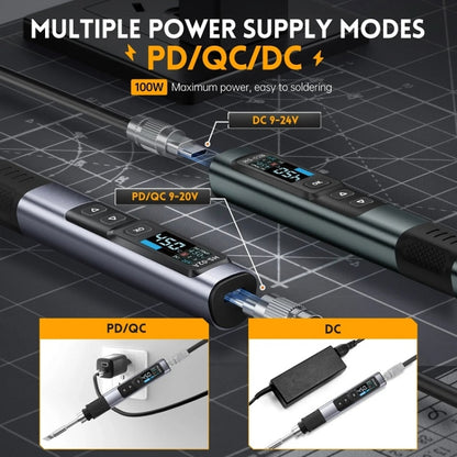 FNIRSI Portable Constant Temperature Soldering Iron Set, Model: HS-02A Standard-B Round Tip - Soldering Iron Set by FNIRSI | Online Shopping UK | buy2fix