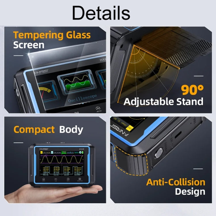 FNIRSI 2C53P Dual Channel Flat Panel Digital Oscilloscope Multimeter Signal Generator 3 In 1(Black) - Digital Multimeter by FNIRSI | Online Shopping UK | buy2fix