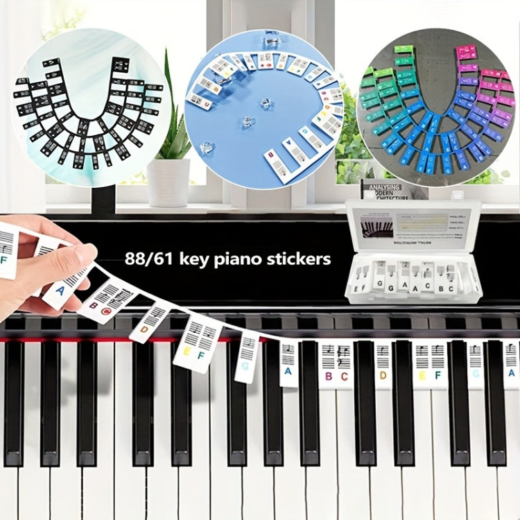 Silicone Piano Notes Guide Removable Piano Keyboard, Spec: 88 Keys White Bottom Black Text - Keyboard Accessories by buy2fix | Online Shopping UK | buy2fix