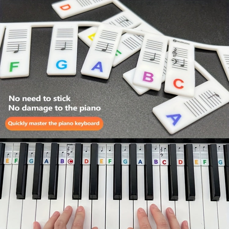 Silicone Piano Notes Guide Removable Piano Keyboard, Spec: 61 Keys White Bottom Color Text - Keyboard Accessories by buy2fix | Online Shopping UK | buy2fix