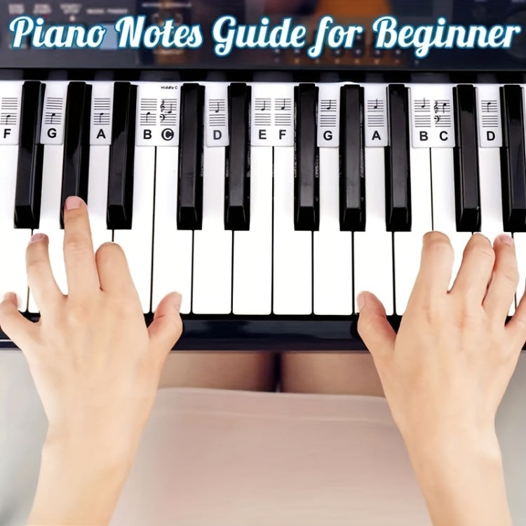 Silicone Piano Notes Guide Removable Piano Keyboard, Spec: 61 Keys White Bottom Black Text - Keyboard Accessories by buy2fix | Online Shopping UK | buy2fix