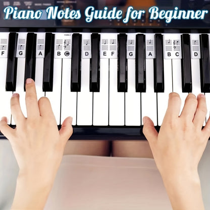 Silicone Piano Notes Guide Removable Piano Keyboard, Spec: 61 Keys White Bottom Black Text - Keyboard Accessories by buy2fix | Online Shopping UK | buy2fix