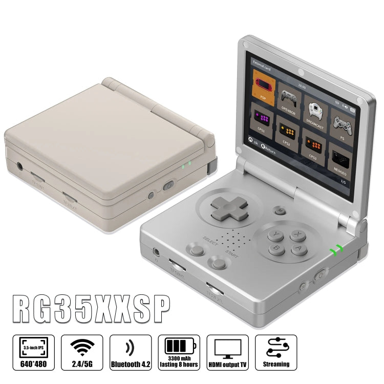 ANBERNIC RG35XXSP 3.5'' IPS Screen Flip Handheld Console Linux System WIFI Retro Video Game Player  64G+128G(Grey) - Pocket Console by ANBERNIC | Online Shopping UK | buy2fix