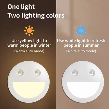 Smiley Face Smart Sensor Night Light Magnetic Wireless Aisle Light(White) - Sensor LED Lights by buy2fix | Online Shopping UK | buy2fix