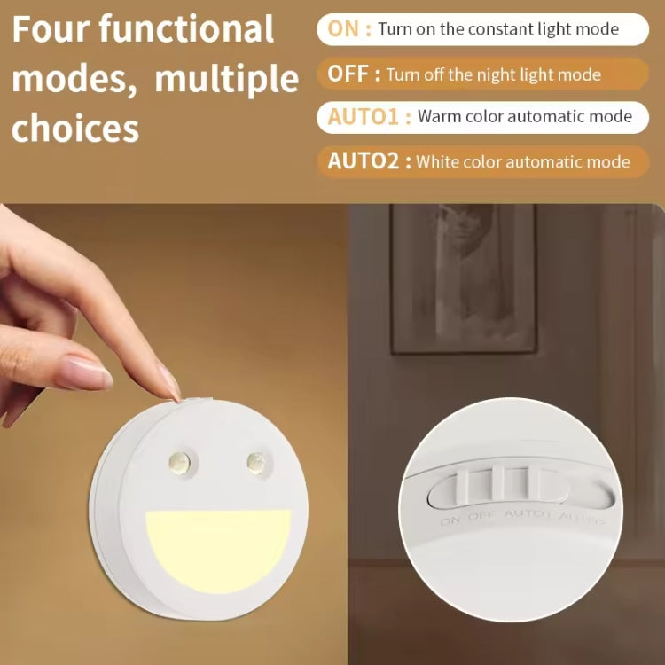 Smiley Face Smart Sensor Night Light Magnetic Wireless Aisle Light(White) - Sensor LED Lights by buy2fix | Online Shopping UK | buy2fix