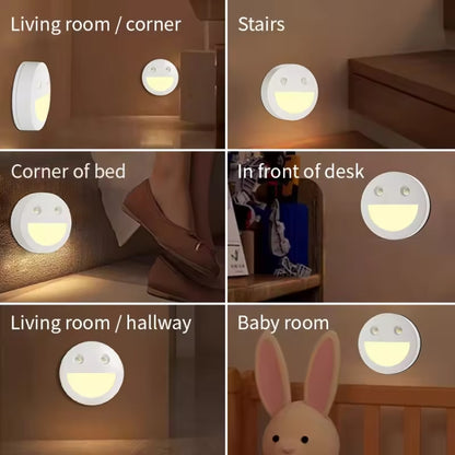 Smiley Face Smart Sensor Night Light Magnetic Wireless Aisle Light(White) - Sensor LED Lights by buy2fix | Online Shopping UK | buy2fix