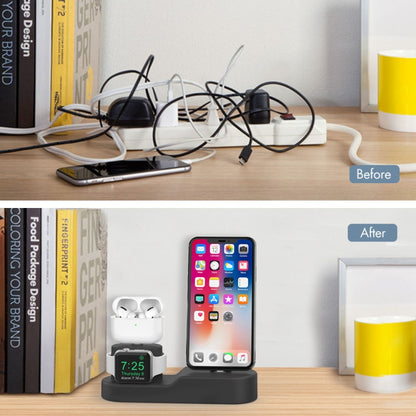 AhaStyle PT28-3 For iPhone / Apple Watch / AirPods 3 In 1 Silicone Desktop Charging Storage Base Bracket(Midnight Blue) - Desktop Holder by AhaStyle | Online Shopping UK | buy2fix
