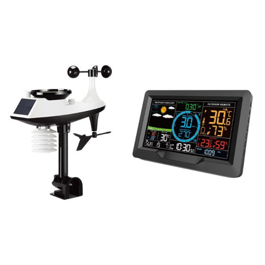 Wireless Weather Station Wind Speed Rain And Wind Direction Detection Weather Forecast Clock(Black)