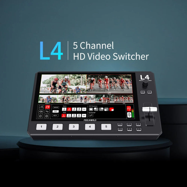 FEELWORLD L4 Multi-Camera Video Mixer Switcher 10.1" Touch Screen USB 3.0 Fast Streaming(AU Plug) - On-camera Monitors by FEELWORLD | Online Shopping UK | buy2fix