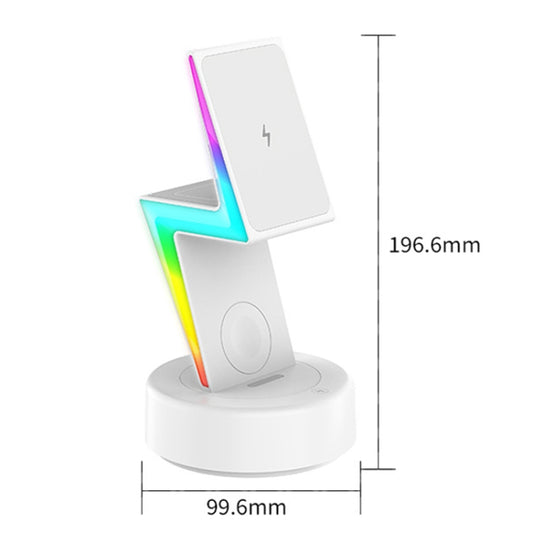 For Apple Series 3 In 1 RGB Light Magsafe Magnetic Mobile Phone Holder Wireless Charger(Black) by buy2fix