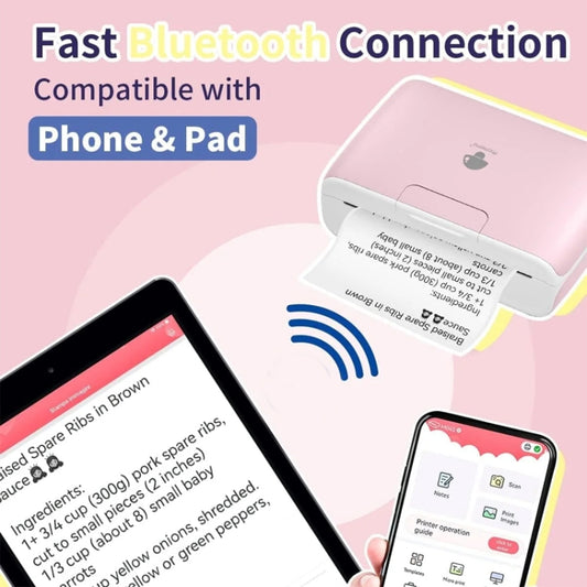 Phomemo M04S Thermal Printer Support 4 Inch Printing Width 300dpi Bluetooth Inkless Printer(White) by Phomemo