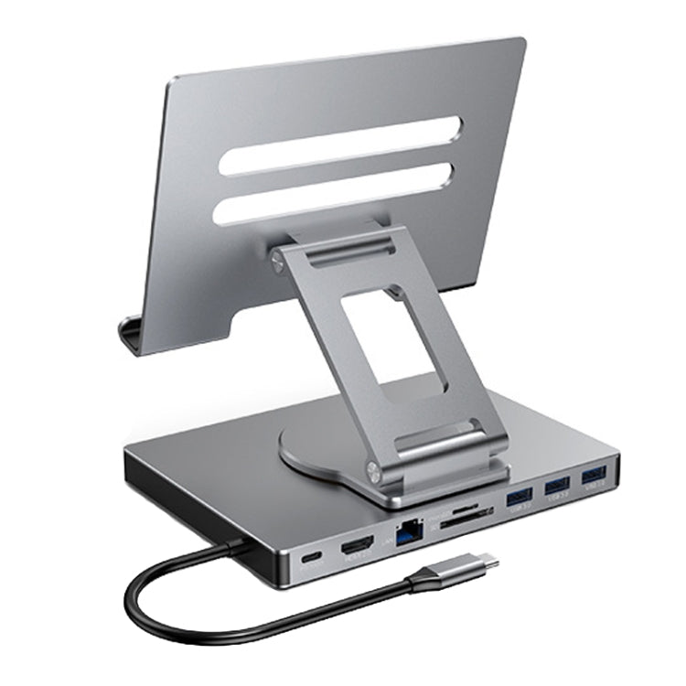Blueendless 4K/60Hz Multifunctional Folding Tablet Type-C Docking Station Bracket, Spec: 9-in-1 Rotating - Desktop Holder by Blueendless | Online Shopping UK | buy2fix