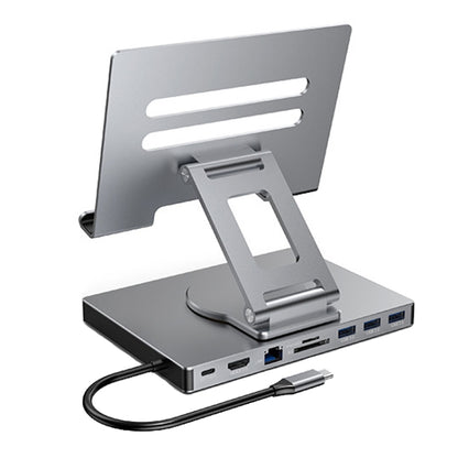 Blueendless 4K/60Hz Multifunctional Folding Tablet Type-C Docking Station Bracket, Spec: 9-in-1 Rotating - Desktop Holder by Blueendless | Online Shopping UK | buy2fix