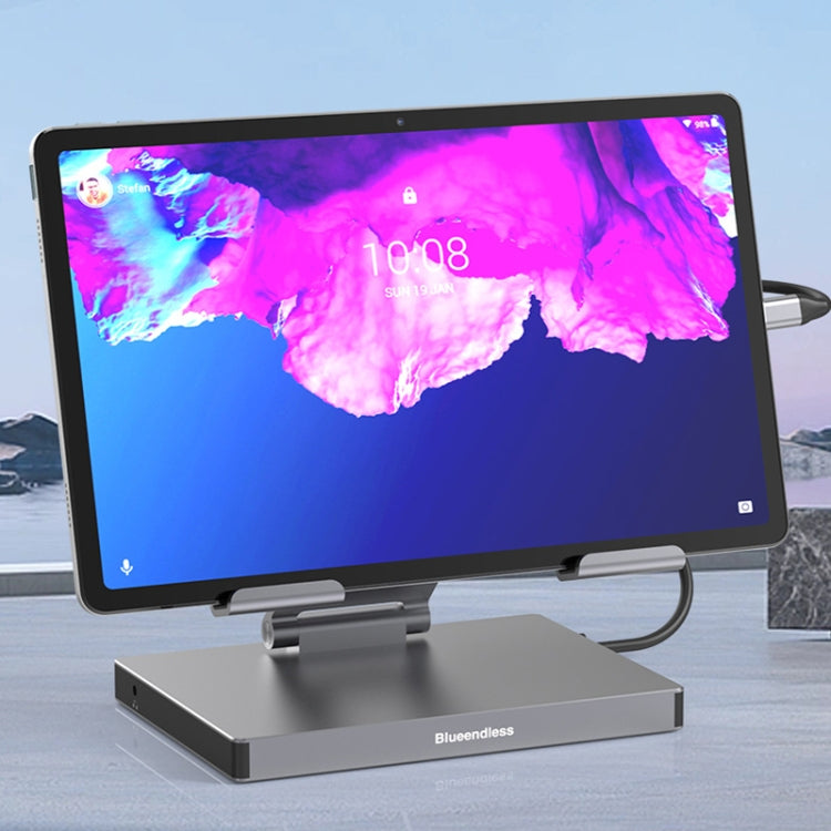 Blueendless 4K/60Hz Multifunctional Folding Tablet Type-C Docking Station Bracket, Spec: 9-in-1 Rotating - Desktop Holder by Blueendless | Online Shopping UK | buy2fix