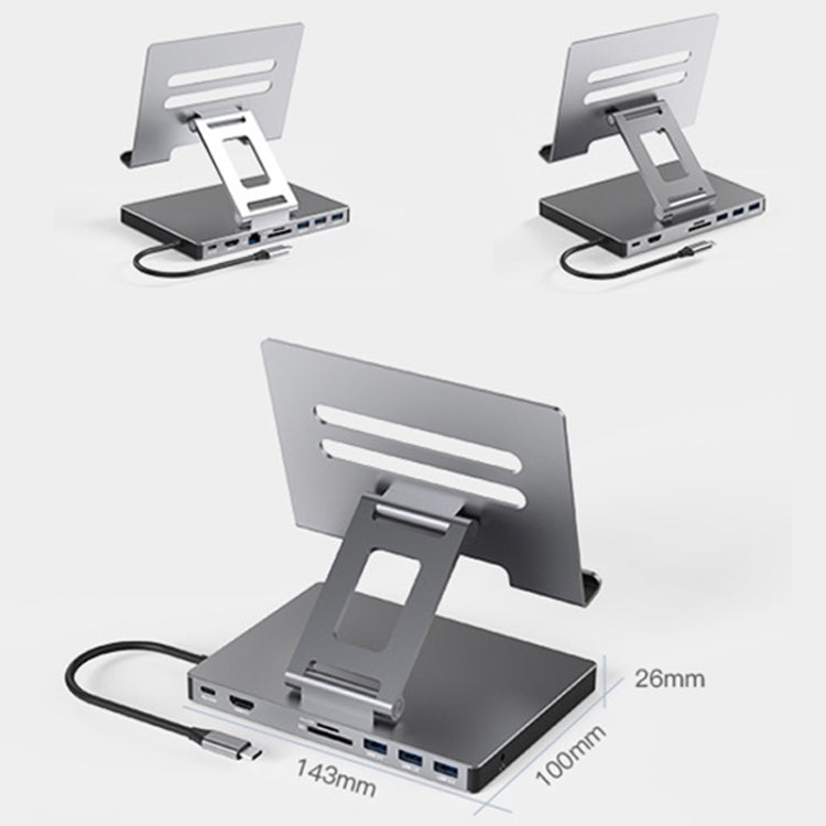 Blueendless 4K/60Hz Multifunctional Folding Tablet Type-C Docking Station Bracket, Spec: 9-in-1 Rotating - Desktop Holder by Blueendless | Online Shopping UK | buy2fix