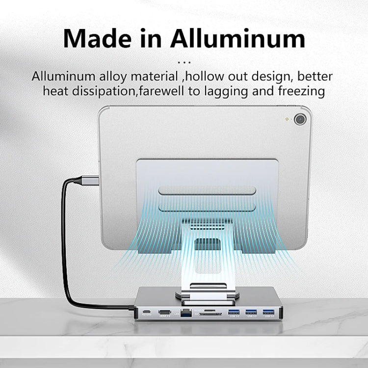 Blueendless 4K/60Hz Multifunctional Folding Tablet Type-C Docking Station Bracket, Spec: 9-in-1 Rotating - Desktop Holder by Blueendless | Online Shopping UK | buy2fix