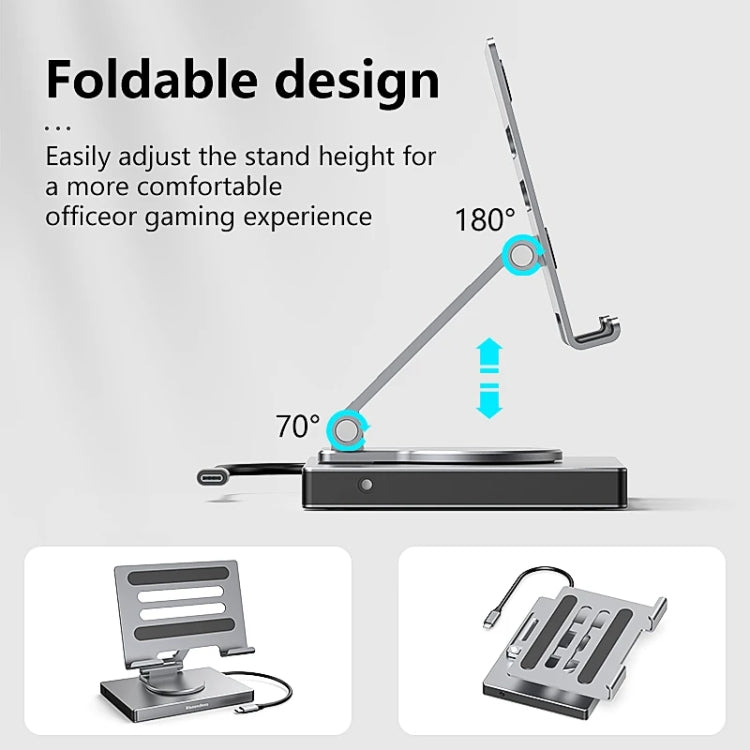 Blueendless 4K/60Hz Multifunctional Folding Tablet Type-C Docking Station Bracket, Spec: 9-in-1 Rotating - Desktop Holder by Blueendless | Online Shopping UK | buy2fix