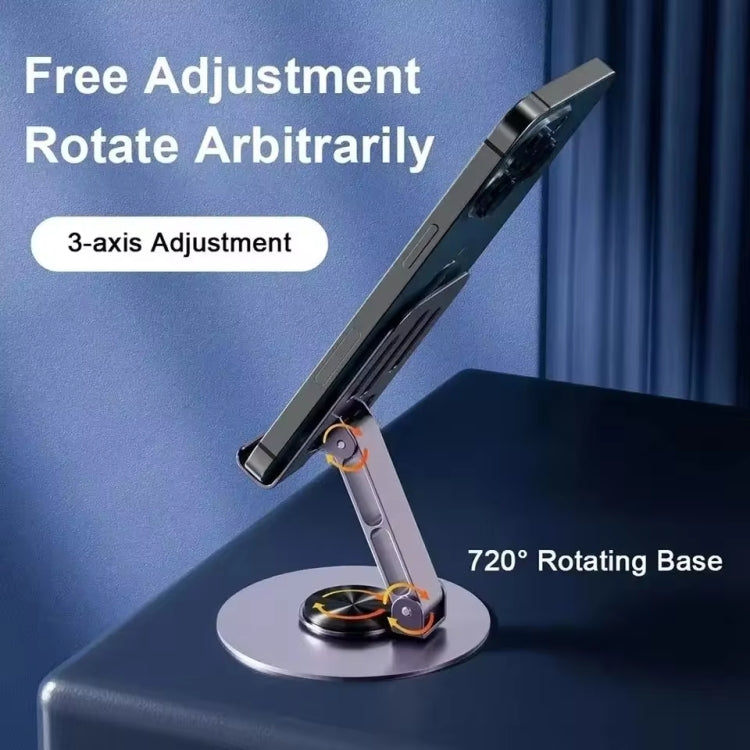 All-metal 360-degree Rotating Mobile Phone Holder Foldable Desktop Tablet Stand(Purple) - Desktop Holder by buy2fix | Online Shopping UK | buy2fix