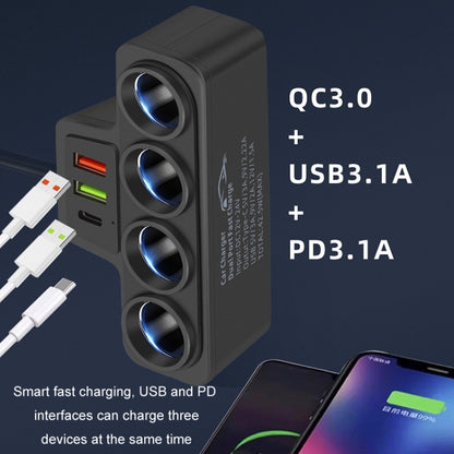 1 to 4 Q3.0 Car Cigarette Lighter Fast Charging 120W Car Conversion Plug(BY-1369) - Car Charger by buy2fix | Online Shopping UK | buy2fix