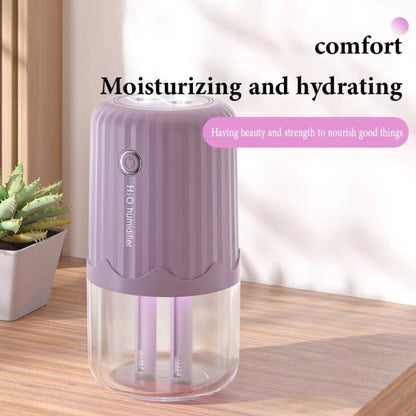 T06 Large-Capacity Atmosphere Night Light Household Dual Spray Air Humidifier, Color: Purple Battery - Air Purifiers & Accessories by buy2fix | Online Shopping UK | buy2fix