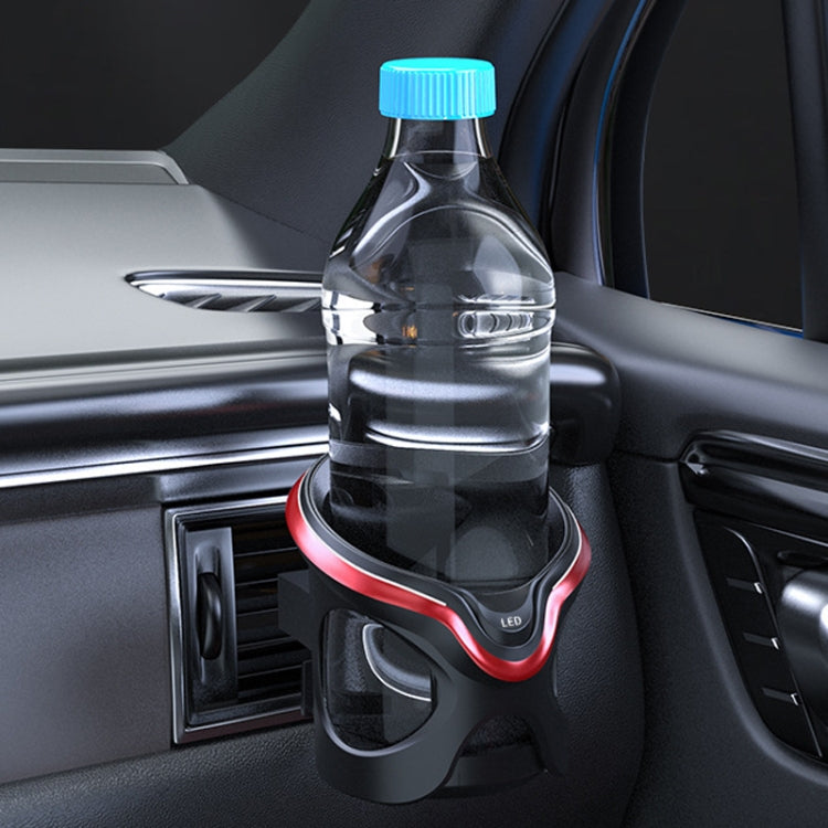 Car Cup Holder Air Conditioner Outlet Multifunctional Storage Rack, Color: Black Red LED Light by buy2fix