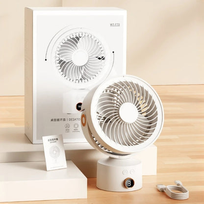 WT-F70  Oscillating Desk Fan  3-Speed Digital  Display, 4-Hour Timer, Adjustable Tilt Angle, Built-In 4000 MAh Battery(White) - Electric Fans by buy2fix | Online Shopping UK | buy2fix