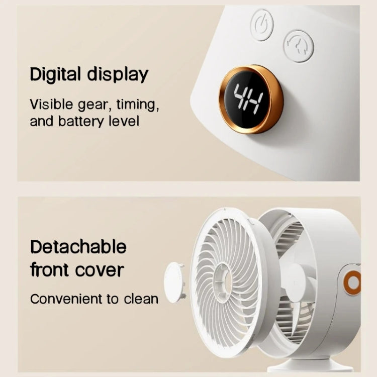 WT-F70  Oscillating Desk Fan  3-Speed Digital  Display, 4-Hour Timer, Adjustable Tilt Angle, Built-In 4000 MAh Battery(Apricot) - Electric Fans by buy2fix | Online Shopping UK | buy2fix