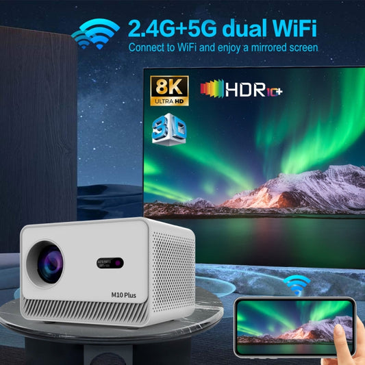 M10 Plus 1280x720P Projector 2.4G / 5G WIFI Bluetooth 5.2 Android 11 System Home Cinema US Plug by buy2fix