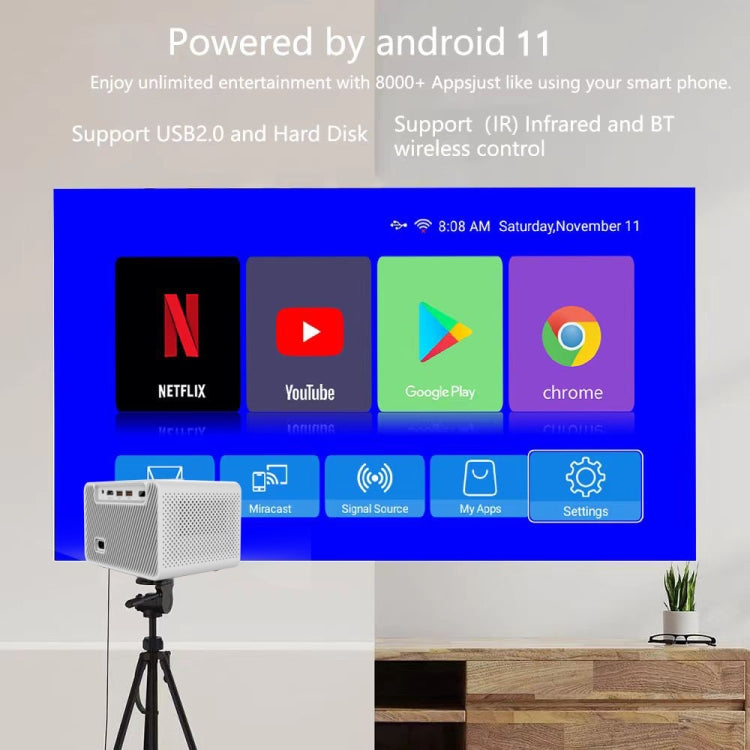 M10 Plus 1280x720P Projector 2.4G / 5G WIFI Bluetooth 5.2 Android 11 System Home Cinema UK Plug - Mini Projector by buy2fix | Online Shopping UK | buy2fix