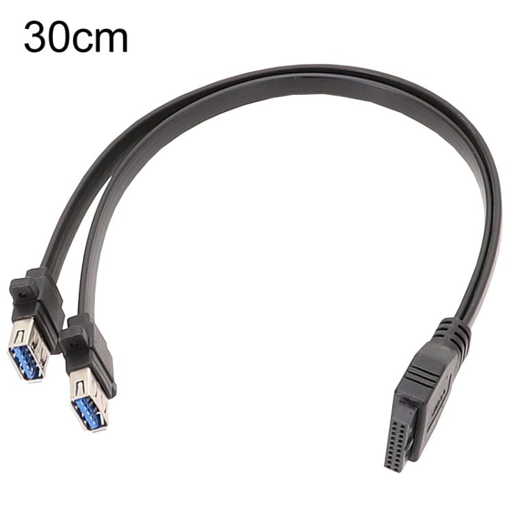 30cm Motherboard USB3.0 Panel Cable Front 19Pin To Dual-Port A Female Data Flat Cable - USB 3.0 by buy2fix | Online Shopping UK | buy2fix