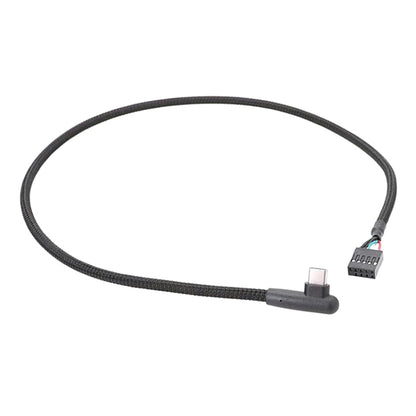 60cm Motherboard USB 9Pin To Type-C Elbow Data Cable Braided Network Cable(Black) - Power Cord by buy2fix | Online Shopping UK | buy2fix