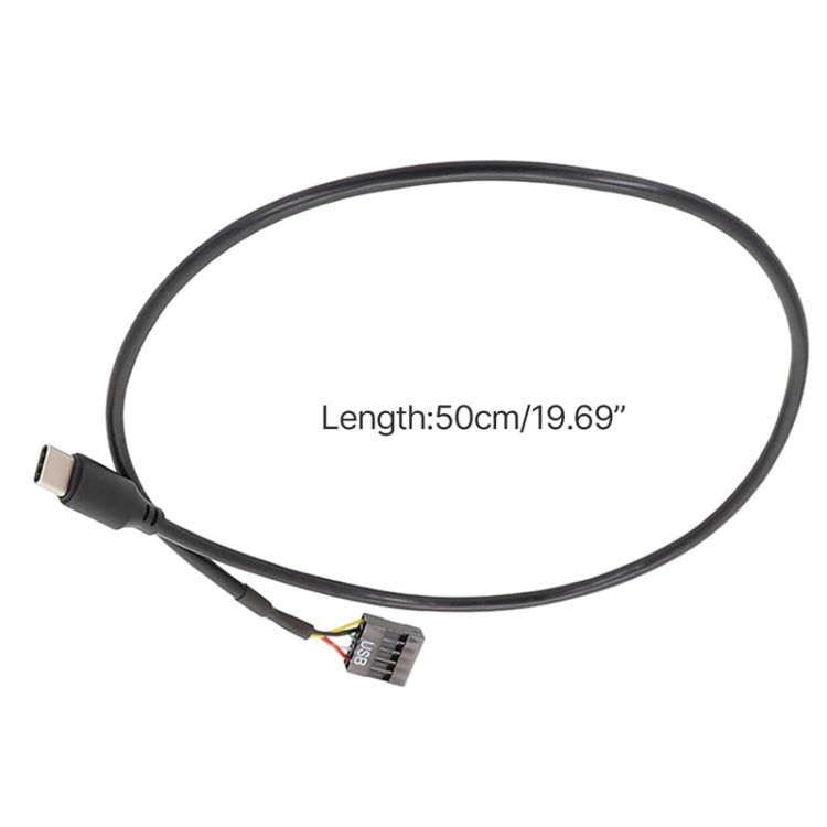 50cm Motherboard USB 9Pin To Type-C Straight Data Double Shielded Cable(Black) - Power Cord by buy2fix | Online Shopping UK | buy2fix