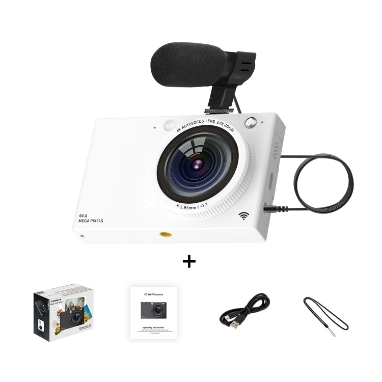 High-Definition CCD Digital Camera 64 Million WiFi Card Camera, Color: White + Microphone - Video Cameras by buy2fix | Online Shopping UK | buy2fix