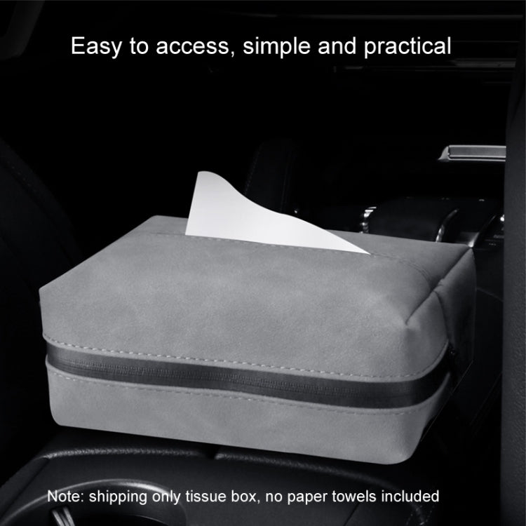 Car Armrest Box Tissue Box Car Sun Visor Seat Back Hanging Tissue Storage Bag(Grey) - Tissue Boxes by buy2fix | Online Shopping UK | buy2fix