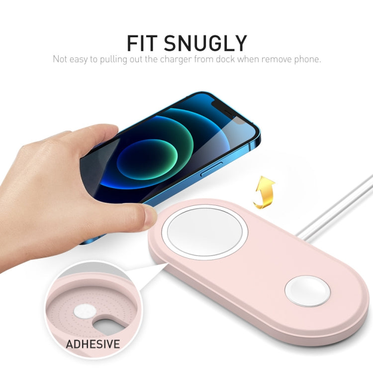 For Apple Watch / iPhone AhaStyle PT135 2 In 1 Silicone Wireless Charging Base(Midnight Blue) - Charger / Holder by AhaStyle | Online Shopping UK | buy2fix