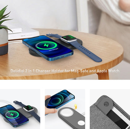 For Apple Watch / iPhone AhaStyle PT135 2 In 1 Silicone Wireless Charging Base(Midnight Blue) - Charger / Holder by AhaStyle | Online Shopping UK | buy2fix