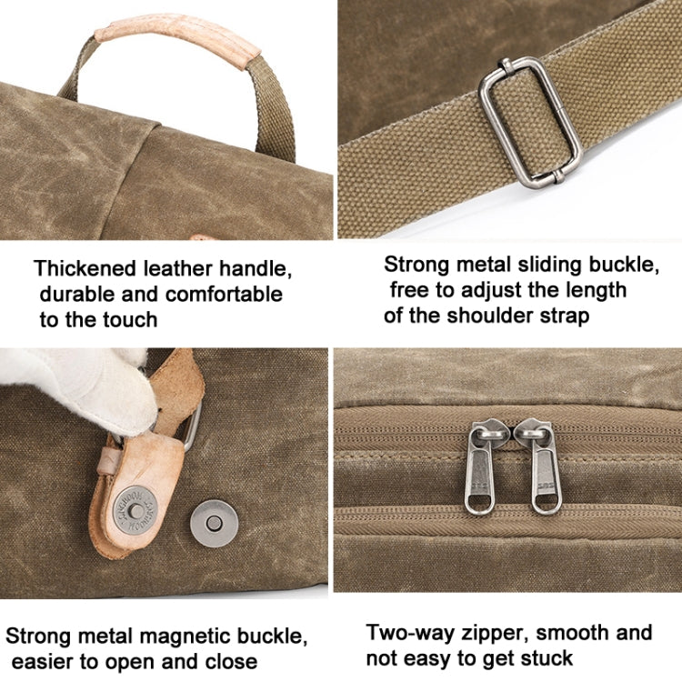 Camera Shoulder Messenger Bag Batik Canvas Waterproof Photography SLR Camera Bag(Khaki) by buy2fix