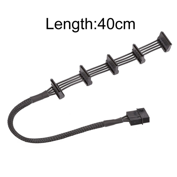 40cm 18AWG Large 4Pin Sleeve Grid 1 To 5 SATA Hard Drive Cage Cable - eSATA & SATA & IDE by buy2fix | Online Shopping UK | buy2fix